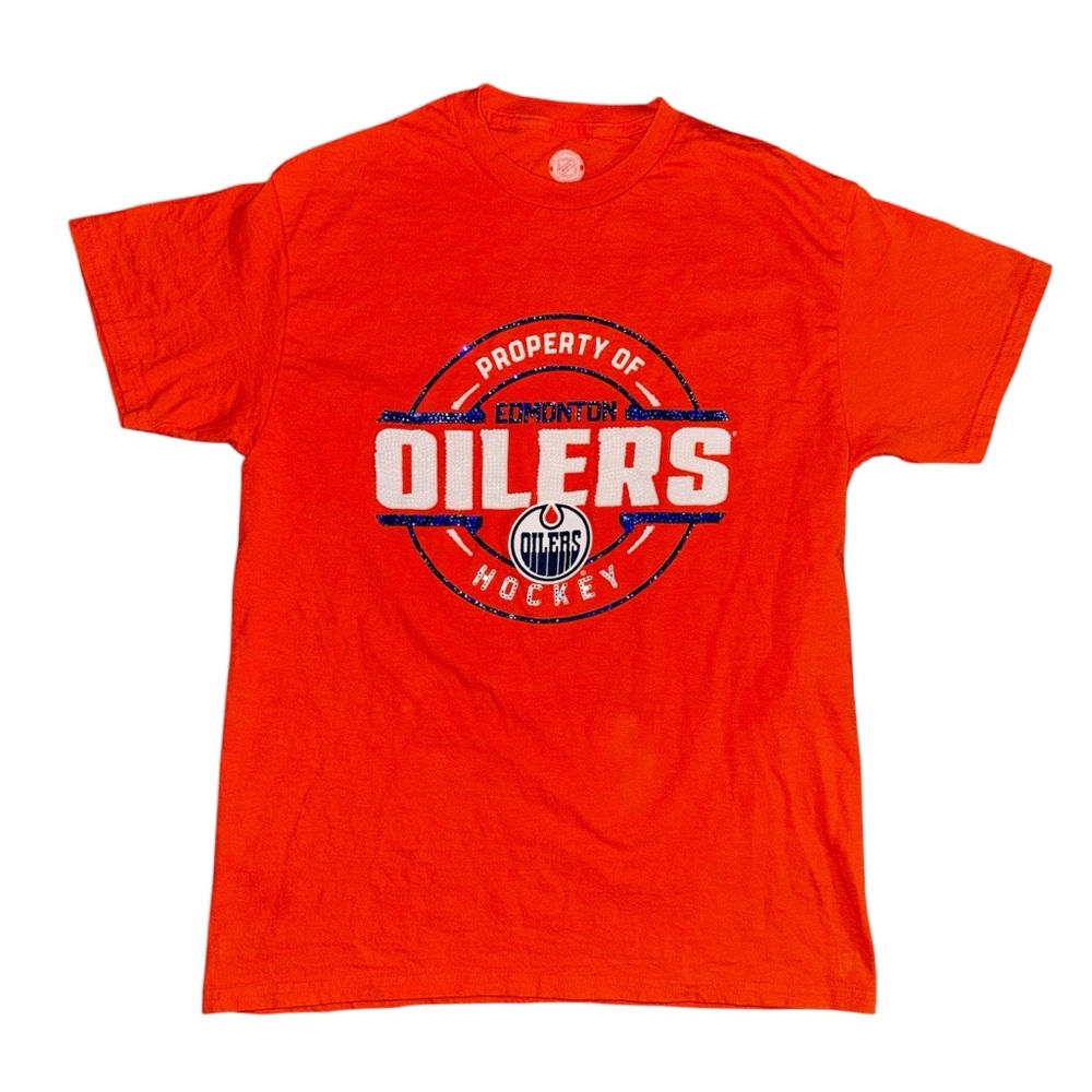 NHL Orange Edmonton Oilers Short Sleeve Tee Reworked